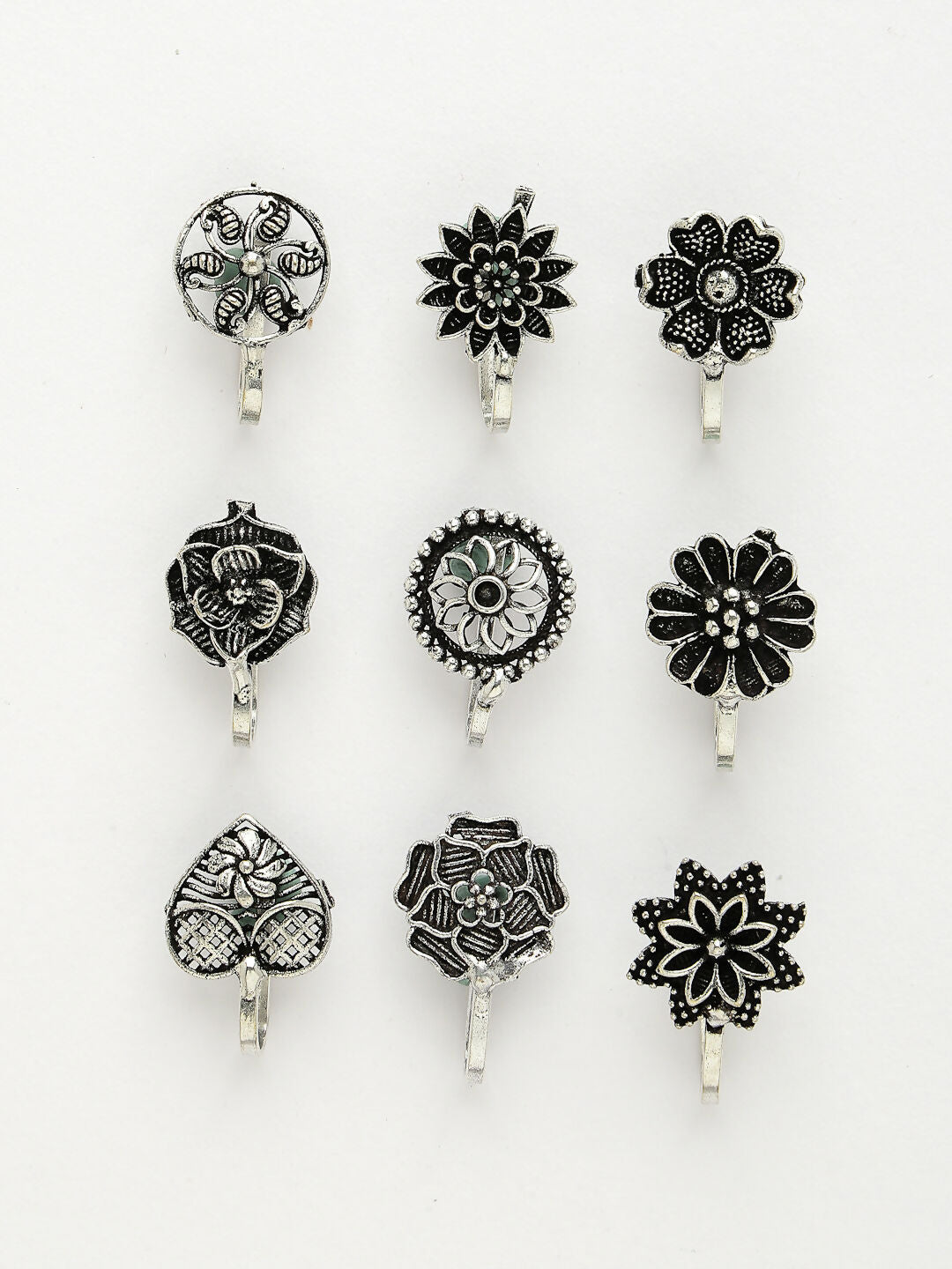 NVR Women's Set of 9 Silver-Plated German Silver Nose Pins | Grocsy