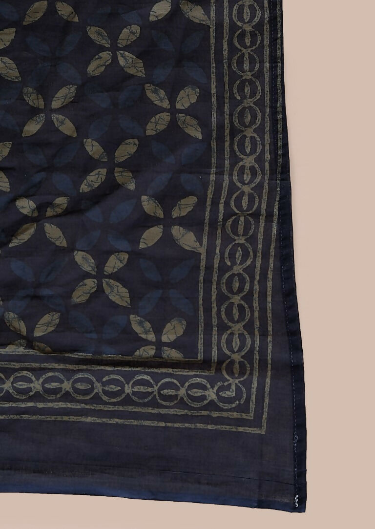 Miravan Women's Abstract Printed & Tasseles Angrakha Kurta With Blue Dupatta Set | Grocsy