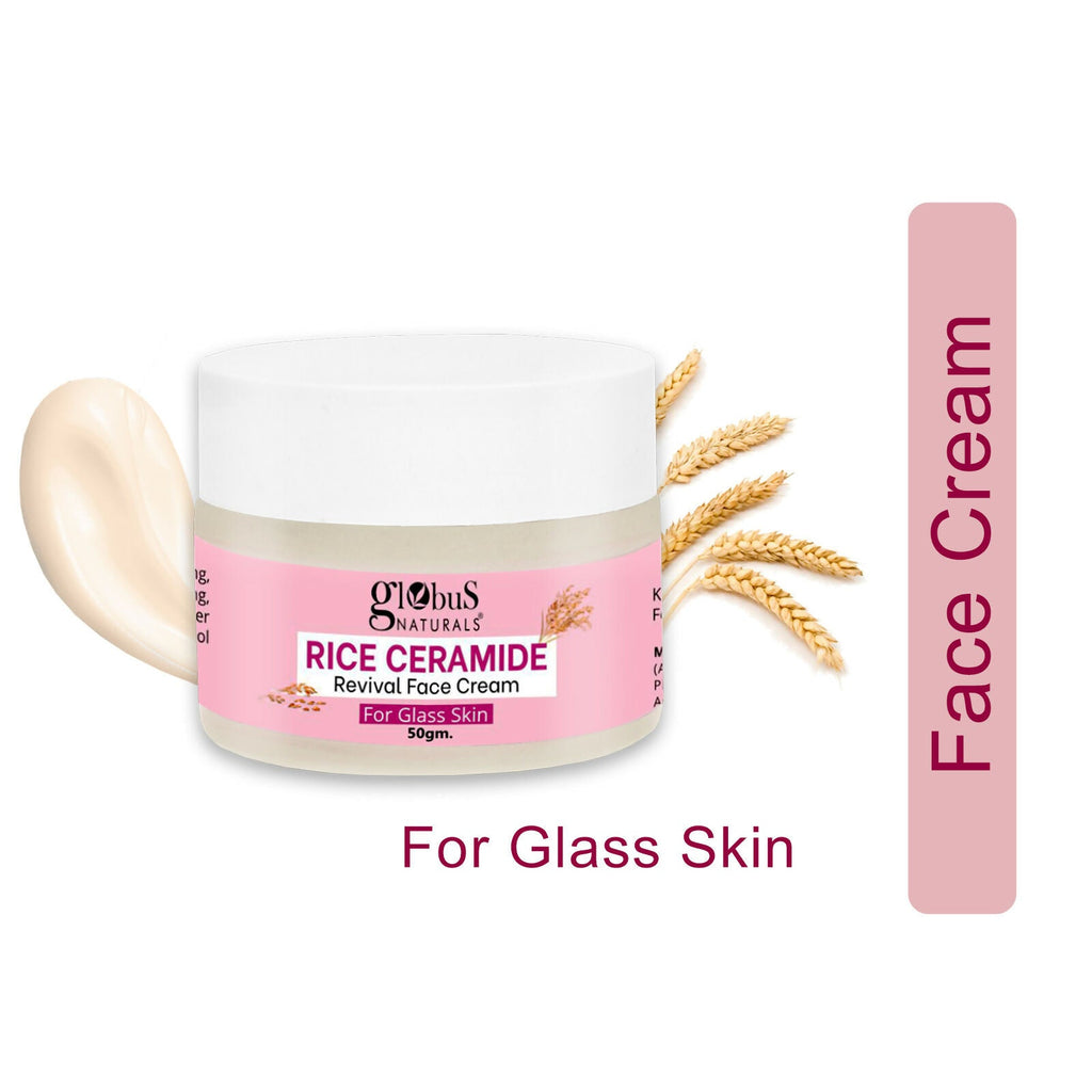 Globus Naturals Rice Ceramide Revival Face Cream, For Korean Glass Skin | Grocsy