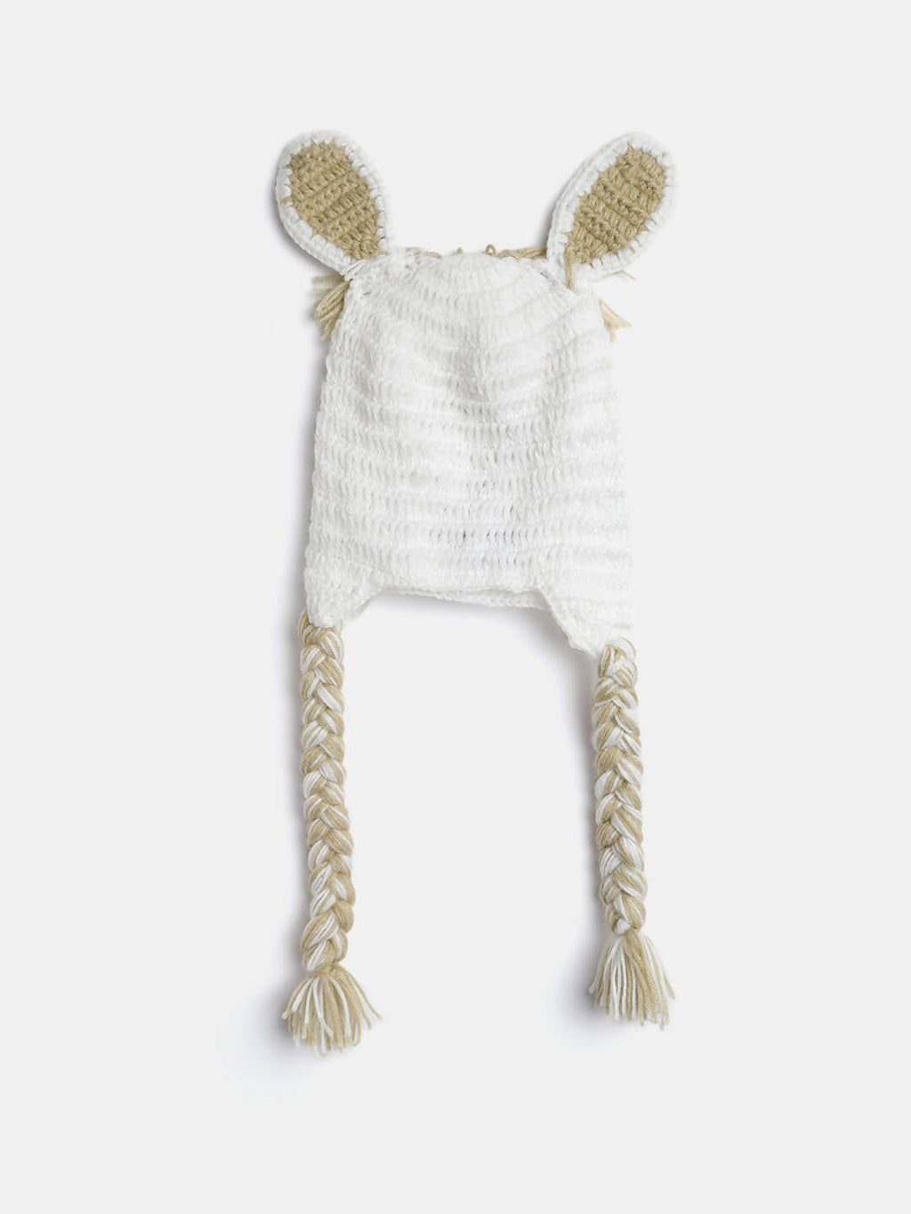 Chutput Kids Woollen Hand Knitted Llama Detail Cap - White | Grocsy
