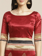 Saree Mall Black & Red Half & Half Printed Saree | Grocsy