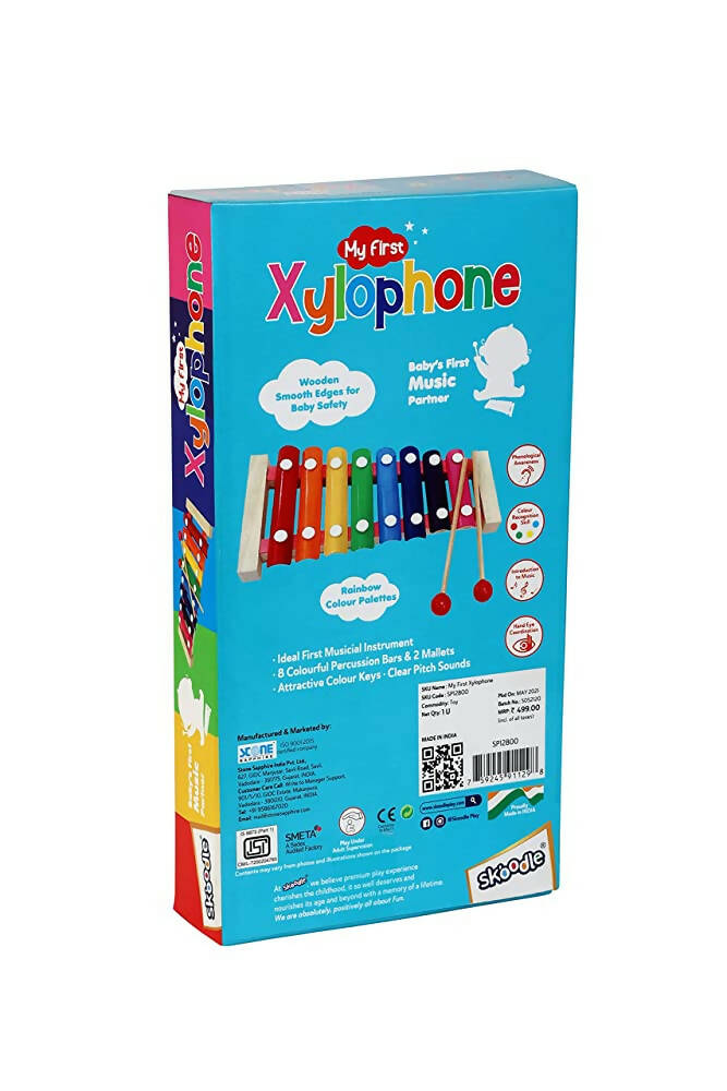 Skoodle My First Xylophone for Kids and Toddlers with Harmonica, Best Educational Musical Instrument with Wooden Mallets for Boys and Girls | Grocsy