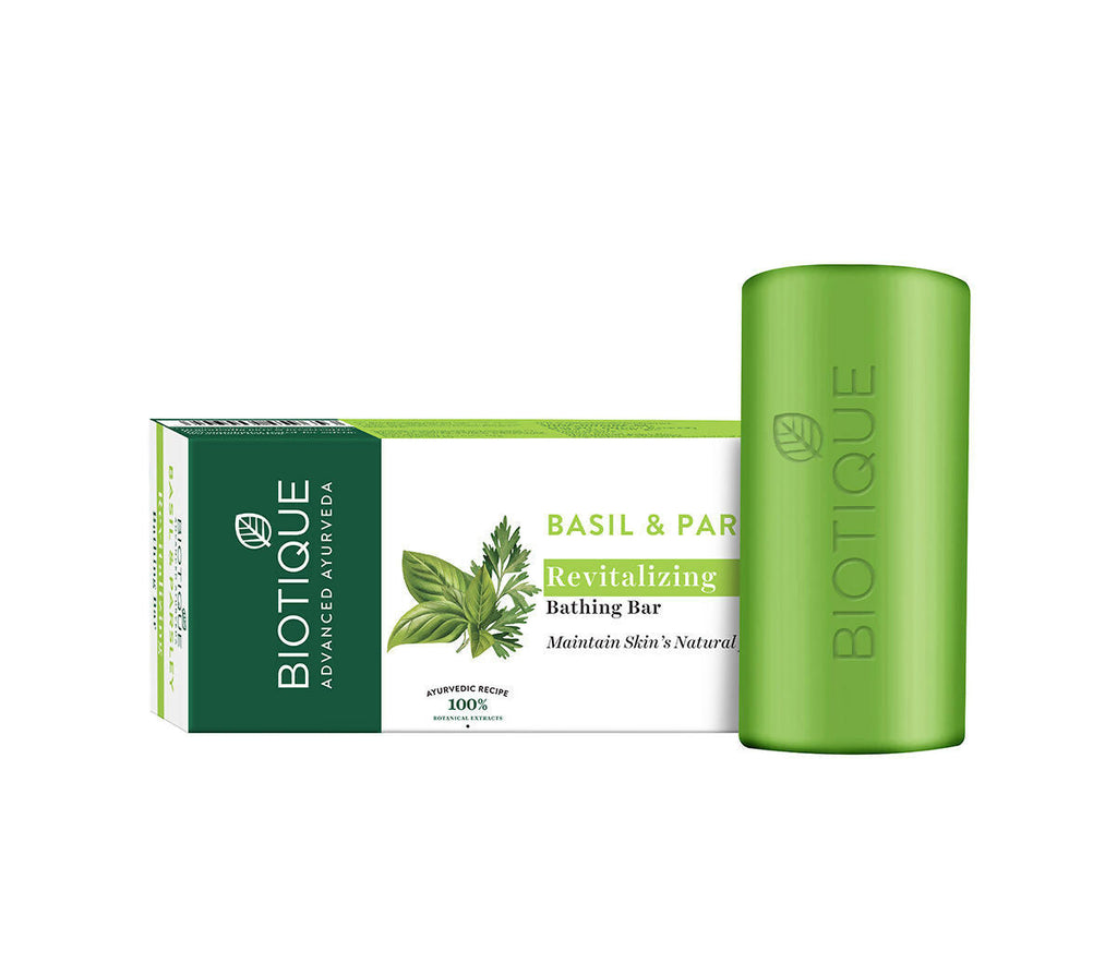 Biotique Bio Basil And Parsley Revitalizing Bathing Bar | Grocsy