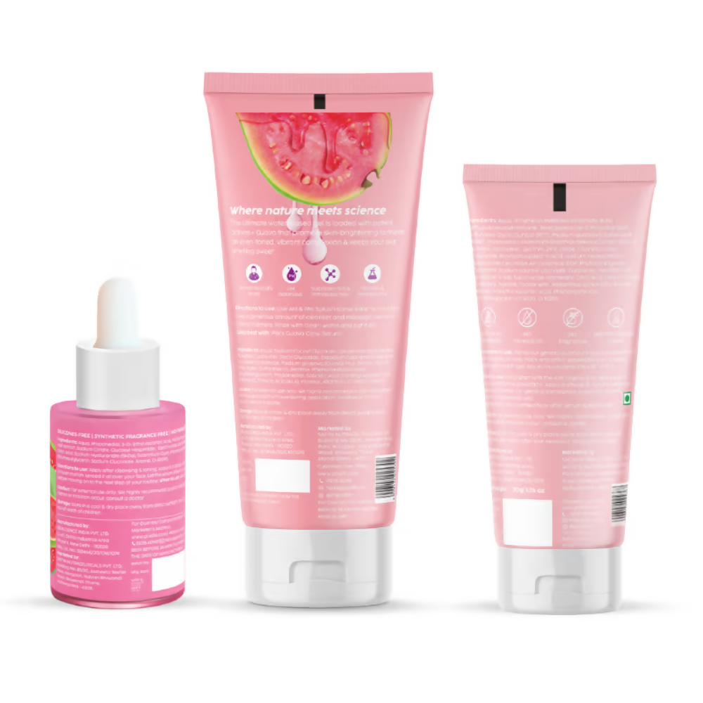 PLIX The Plant Fix Guava Glow Regime With Cleanser With 10% Vitamin C Serum & Invisible Sunscreen | Grocsy