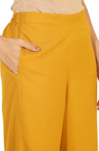Janasya Women's Mustard Moss Solid Festive Crop Top Set | Grocsy