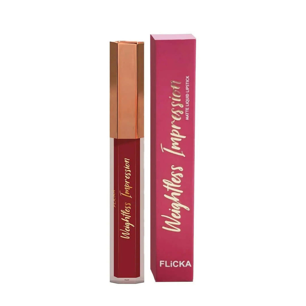 FLiCKA Weightless Impression 04 April - Maroon Matte Finish Liquid Lipstick | Grocsy