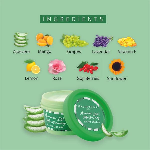 Glamveda Aloevera Light Moisturizing Hand Cream | Grocsy