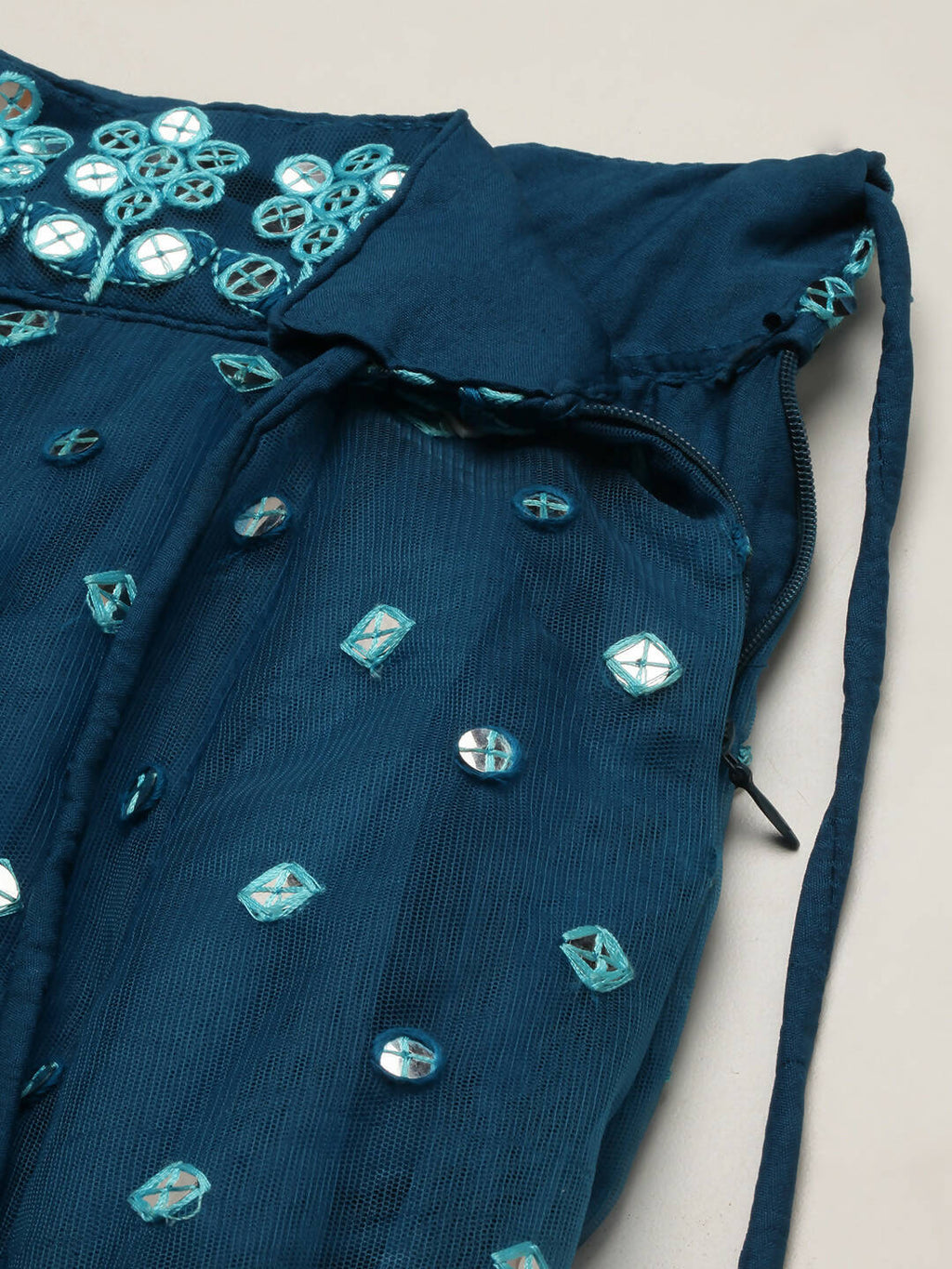 House of Panchhi Teal Net Sequinse Work Lehenga & Blouse, Dupatta | Grocsy