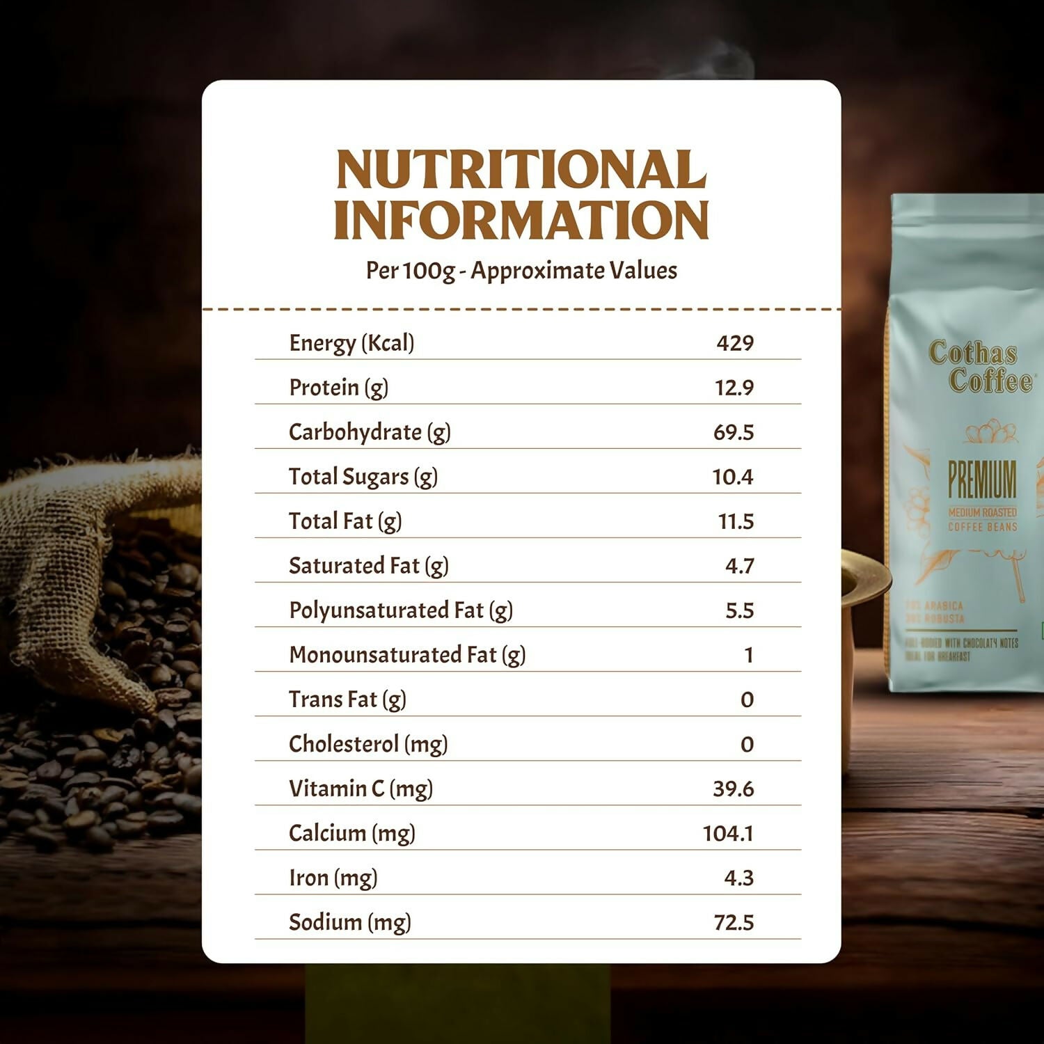 Cothas Coffee Premium Gold Medium Roasted Coffee Beans | Grocsy