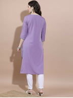 Cheera Women Stylish Hand Block Printed Cotton Blend Flared Kurta - Purpale | Grocsy
