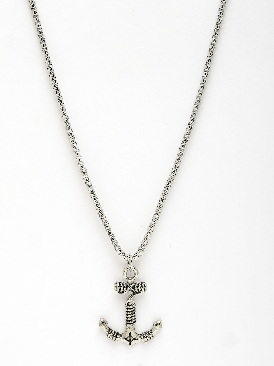 NVR Men's Silver-Plated Stainless Steel Pendant with Chain | Grocsy