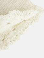 Chutput Kids Woollen Hand Knitted Full Sleeves Cardigan With Short Sleeves Flower Work Dress For Baby Girls - Cream | Grocsy