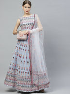 Sky Blue Georgette Heavy Embroidery mirror Work Lehenga Choli with Dupatta - Jivika | Grocsy