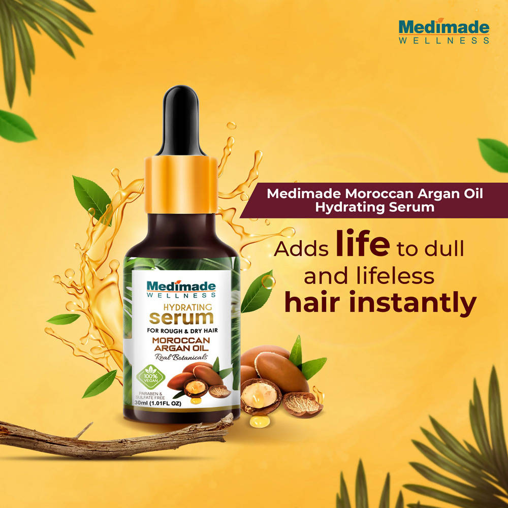 Medimade Wellness Hydrating Hair Serum with Moroccan Argan Oil | Grocsy