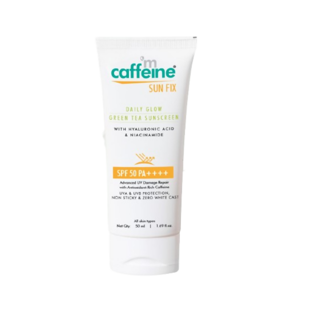 mCaffeine Daily Glow Sunscreen SPF50 PA++++ With Niacinamide & Green Tea | Grocsy