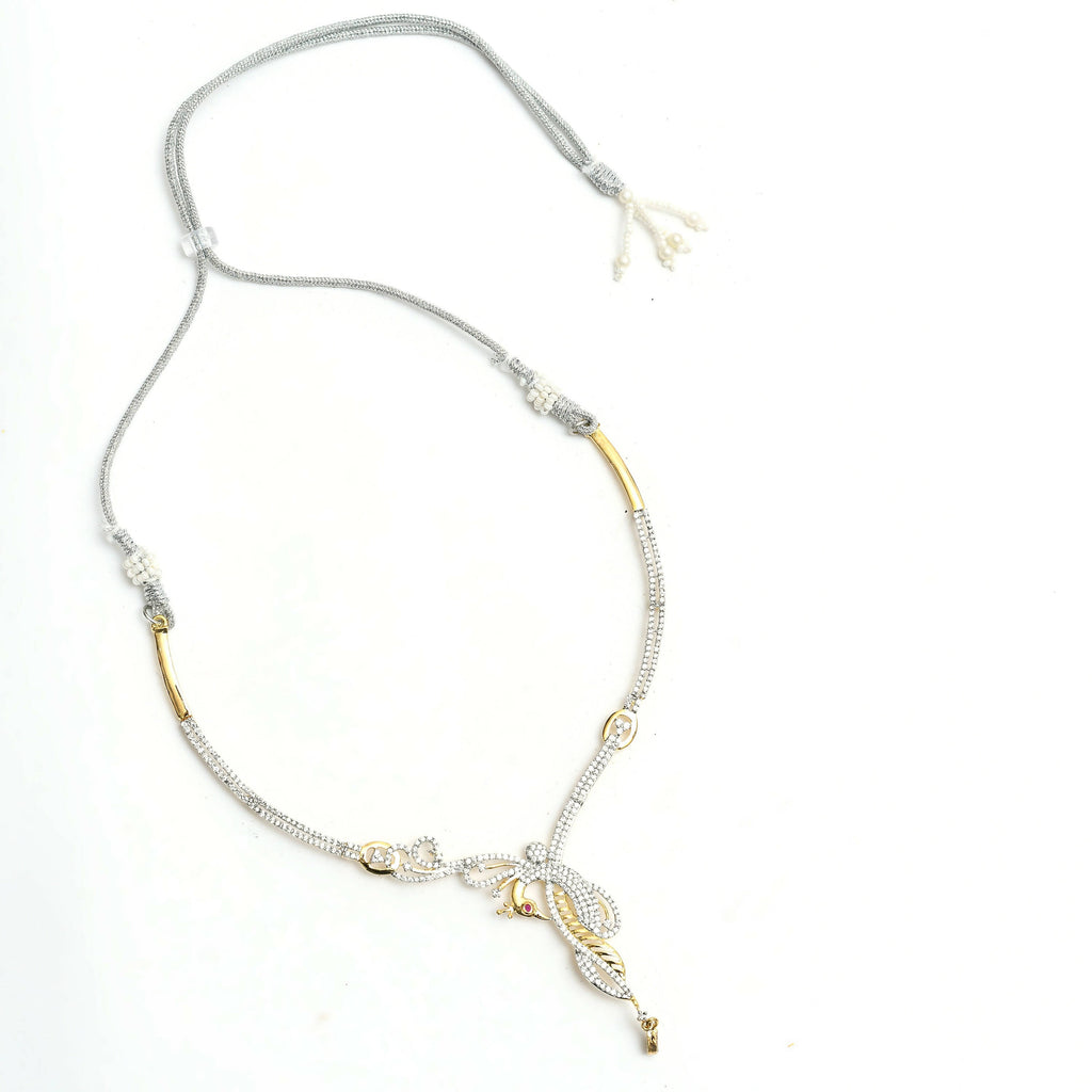 Mominos Fashion Johar Kamal Silver-Plated American Diamond Choker Set | Grocsy