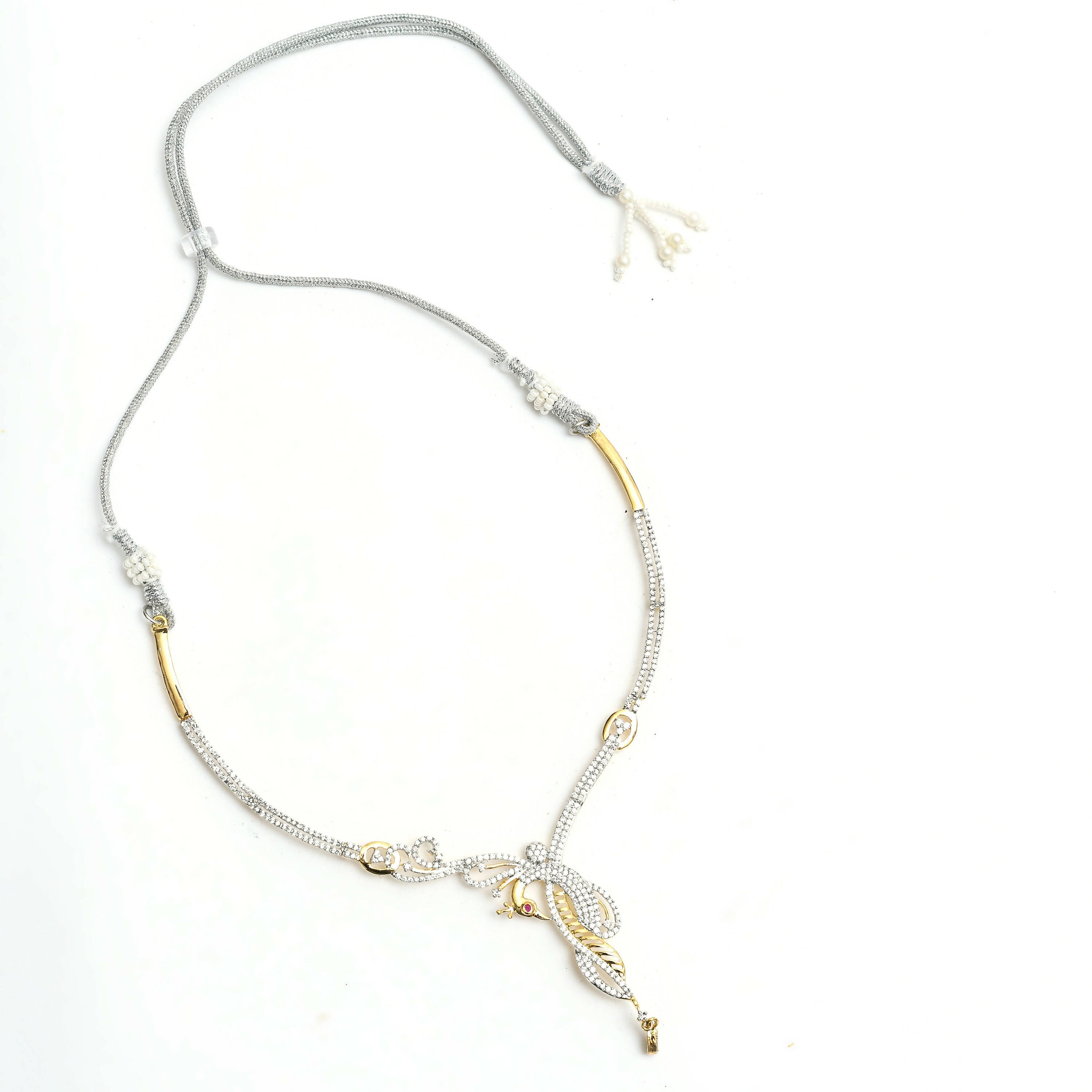 Mominos Fashion Johar Kamal Silver-Plated American Diamond Choker Set | Grocsy