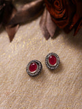 Pink Circular Studs Earrings - Ruby Raang | Grocsy