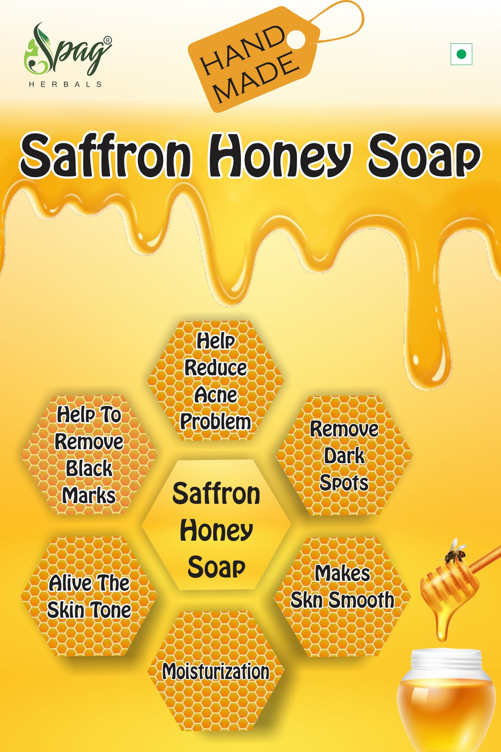 Spag Herbals Saffron Honey Handmade Soap | Grocsy