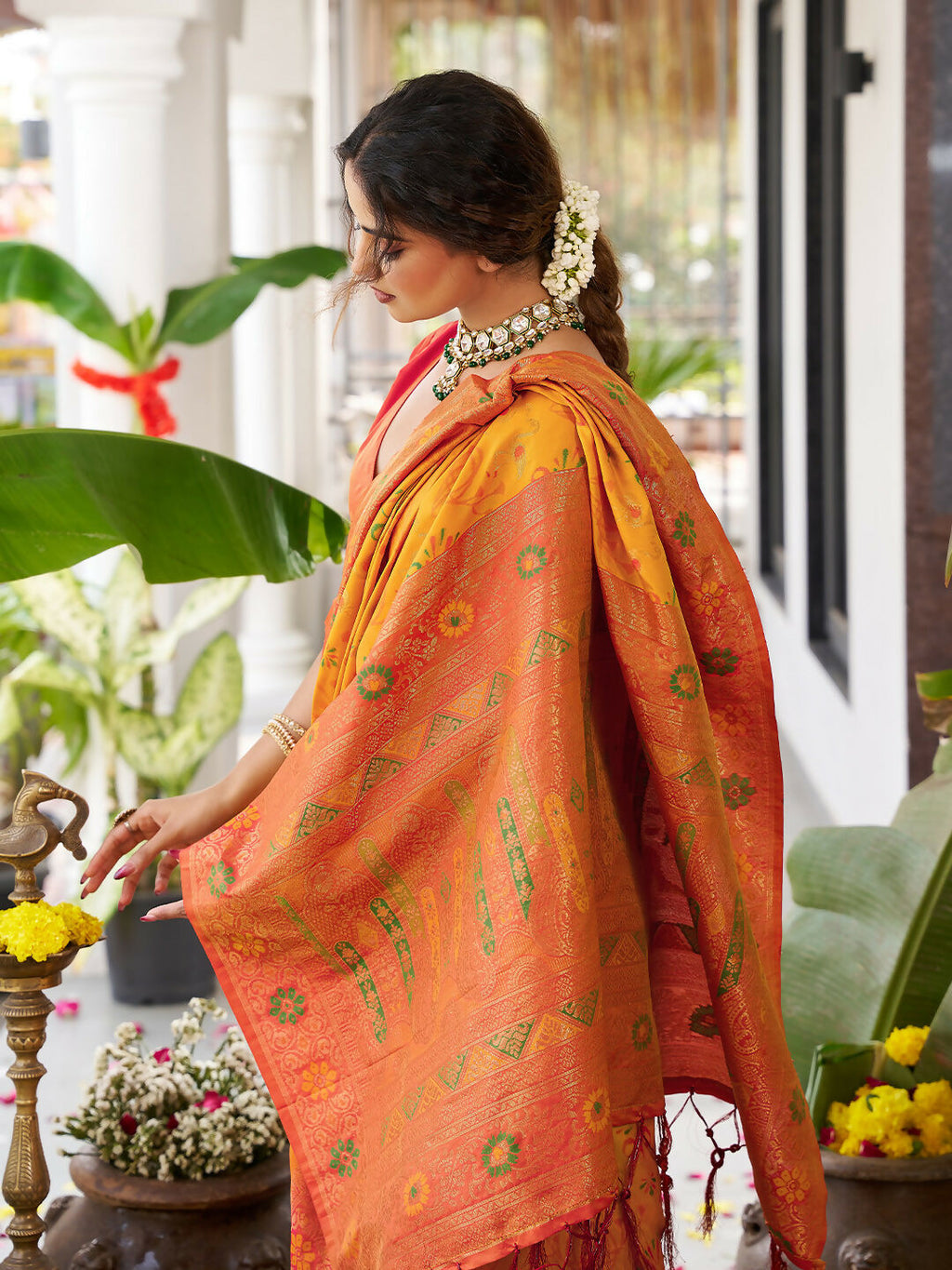 Shree Shyam Fashion Yellow Soft Silk Saree | Grocsy