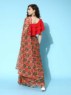 Ahalyaa Women's Traditional wear Saree - Red | Grocsy