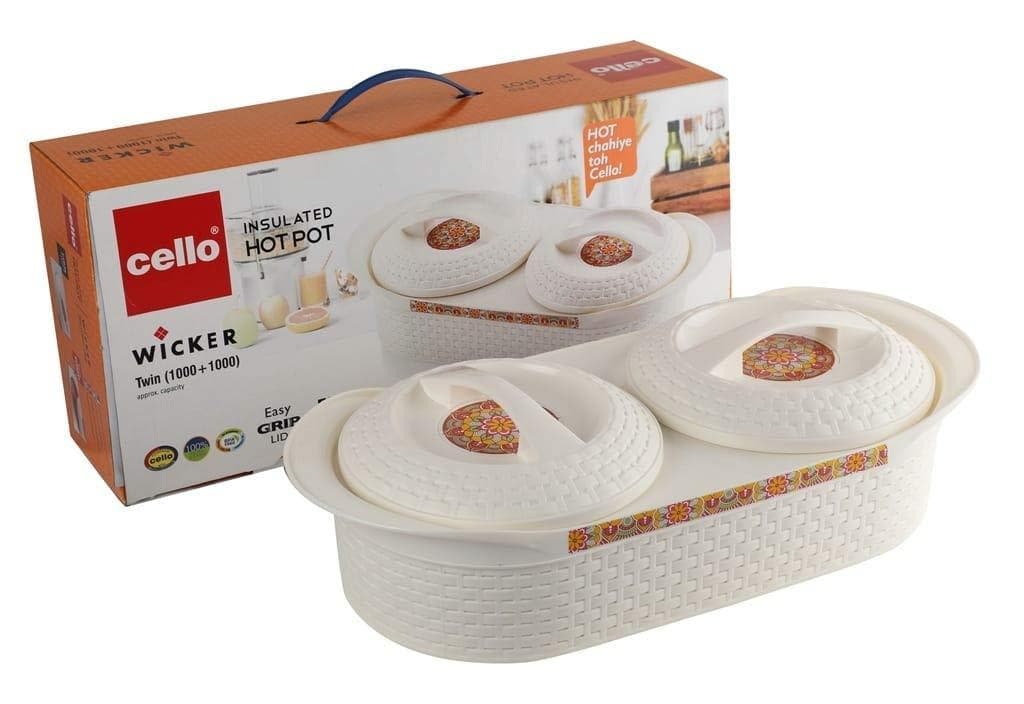 Cello Insulated Wicker Twin Hot Pot | Grocsy