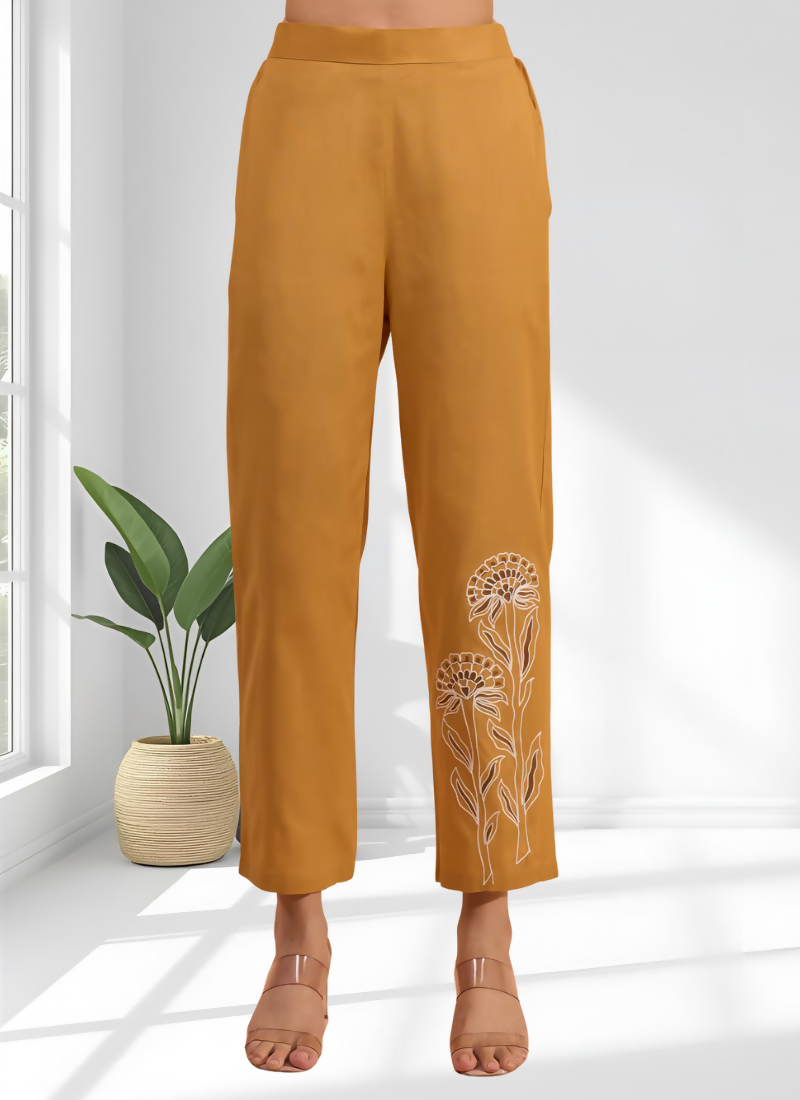 Joban Fashion Coral Cotton, Linen Embroidered Readymade Cord Set | Grocsy