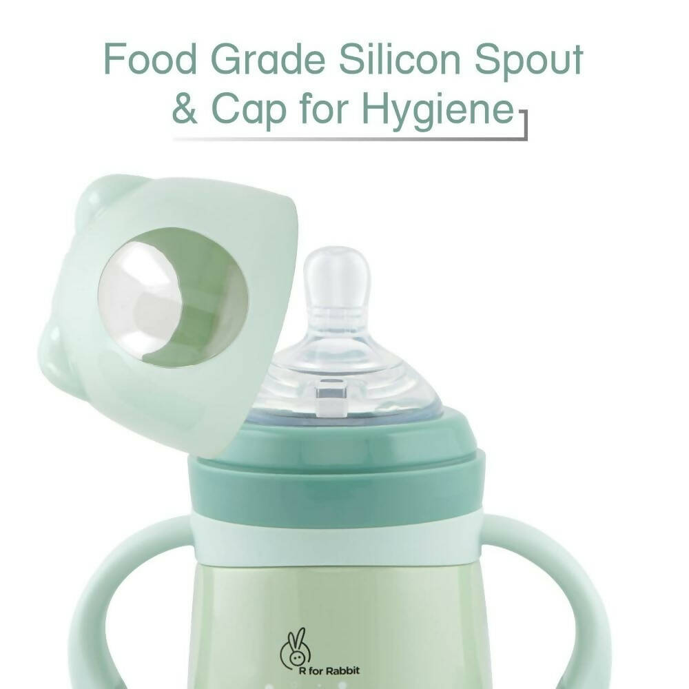 R for Rabbit Steebo Giffy Stainless Steel 2 in 1 Baby Spout Sipper Cup-Green(300ml) | Grocsy
