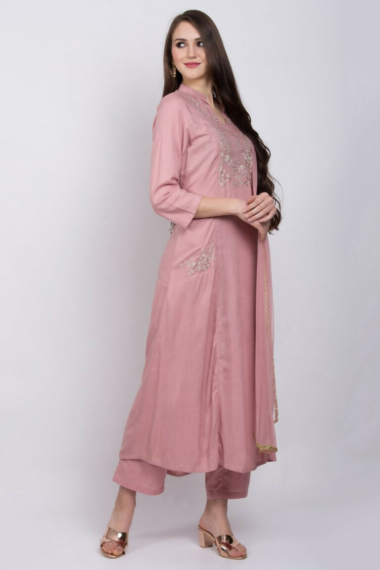 Joban Fashion Rose Gold Maslin Kurta Set | Grocsy