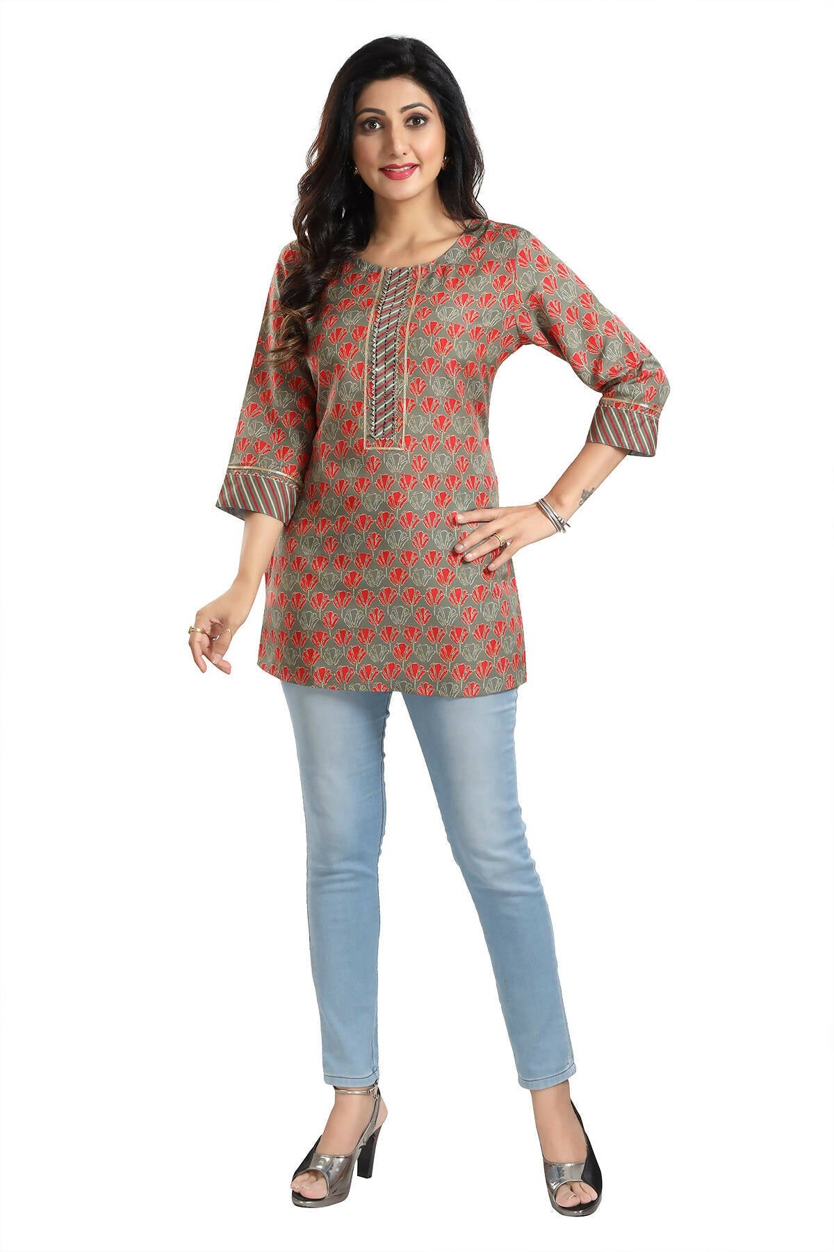 Snehal Creations Pleasant Pista Green Rayon Short Kurti Tunic Top | Grocsy