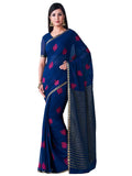 Mimosa Women's Navy Blue Banarasi Chiffon Saree | Grocsy