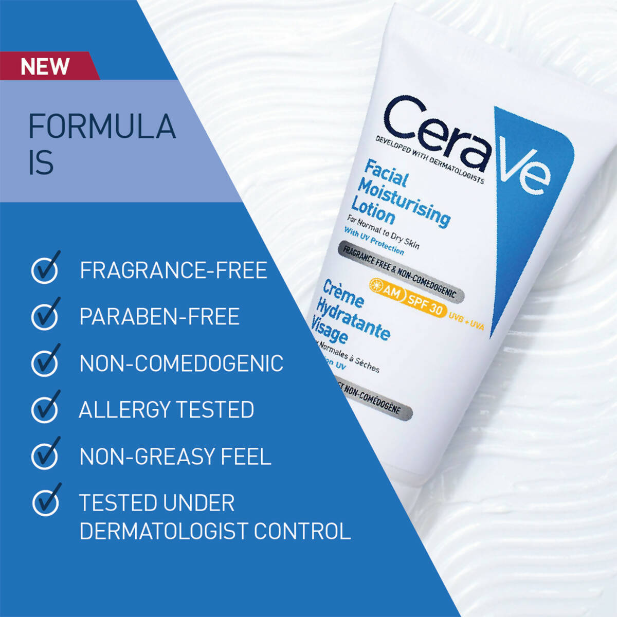 Cerave AM Facial Moisturising Lotion SPF30 for Normal to Dry Skin | Grocsy