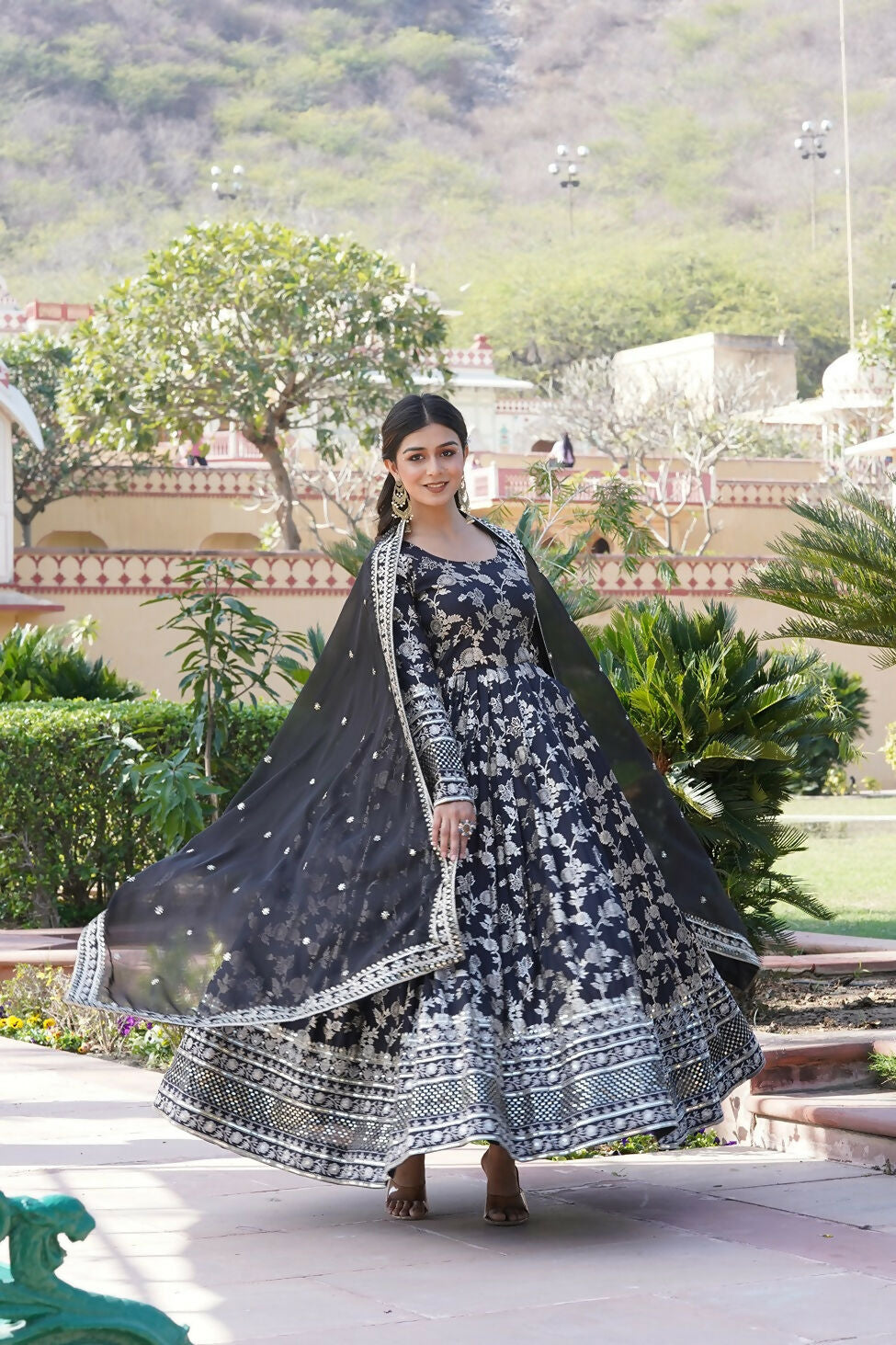 Joban Fashion Black Viscose Jacquard Sequence Embroidery Work Kurta Set | Grocsy