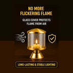 Not Available Pure Brass Ghee Diya for Puja with Glass Cover | Grocsy