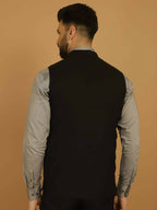 Even Apparels Pure Wool Nehru Jacket - Black | Grocsy