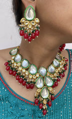 Joban Fashion Hand Made High Quality Gold Plated Base Metal Alloy Kundan Stone Studded Kundan Jewellery Set | Grocsy