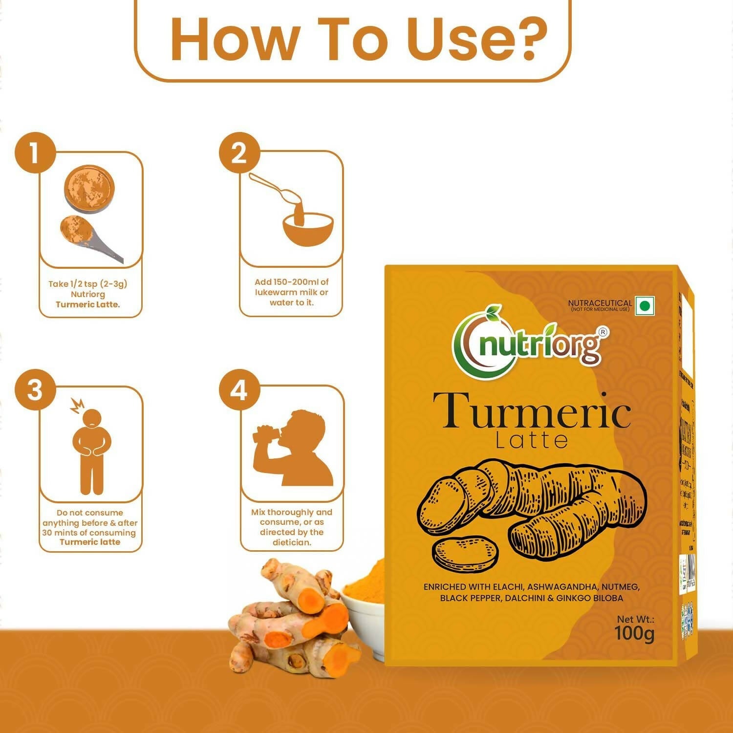 Nutriorg Certified Organic Turmeric Latte | Grocsy