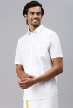 Ramraj Cotton Mens Half Sleeve White Shirt Plus Size - Breeze Cotton | Grocsy