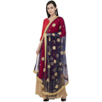 A R Silk Net Zari Flower Fancy Dupatta Color Navy Dupatta or Chunni | Grocsy