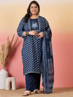 Sztori Women Floral Printed Regular Kurta with Trousers & With Dupatta | Grocsy