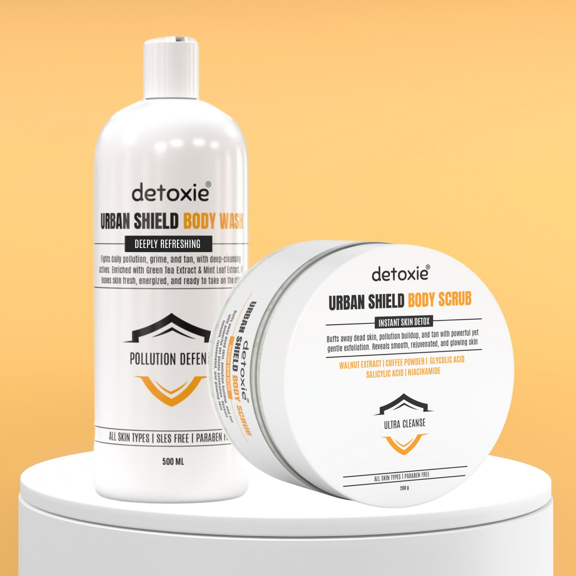 Detoxie Body Wash & Body Scrub Combo - Urban Shield | Grocsy
