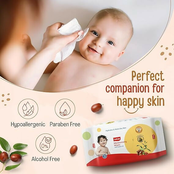LuvLap Moisturising Wet Wipes without Lid - Jojoba Oil | Grocsy