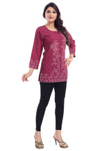 Snehal Creations Magenta Faux Crepe Short Kurti Tunic Top | Grocsy