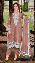 Anaita Brown Silk Stitched Suit with Embroidery Sequins | Grocsy