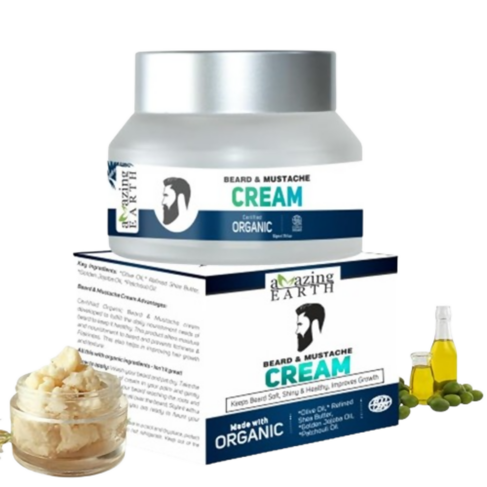 Amazing Earth Certified Organic Beard Mustache Cream for Men | Grocsy