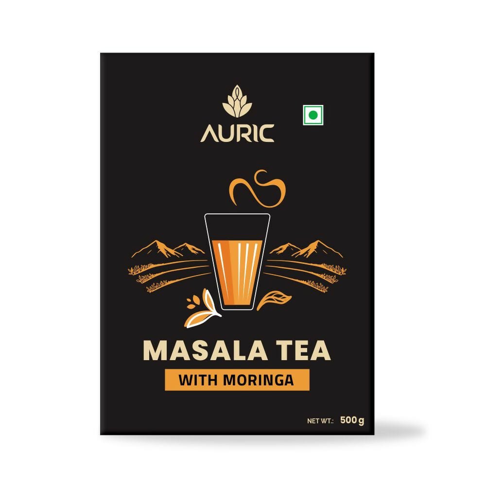 Auric Kadak Moringa Masala Tea - Black Tea from Assam & Darjeeling with Real Spices (Cardamom, Ginger, Black Pepper) | Grocsy