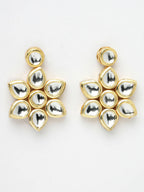 NVR Women's Gold-Polished Kundan 2 Layered Handcrafted Jewellery Sets With Drop Earrings | Grocsy