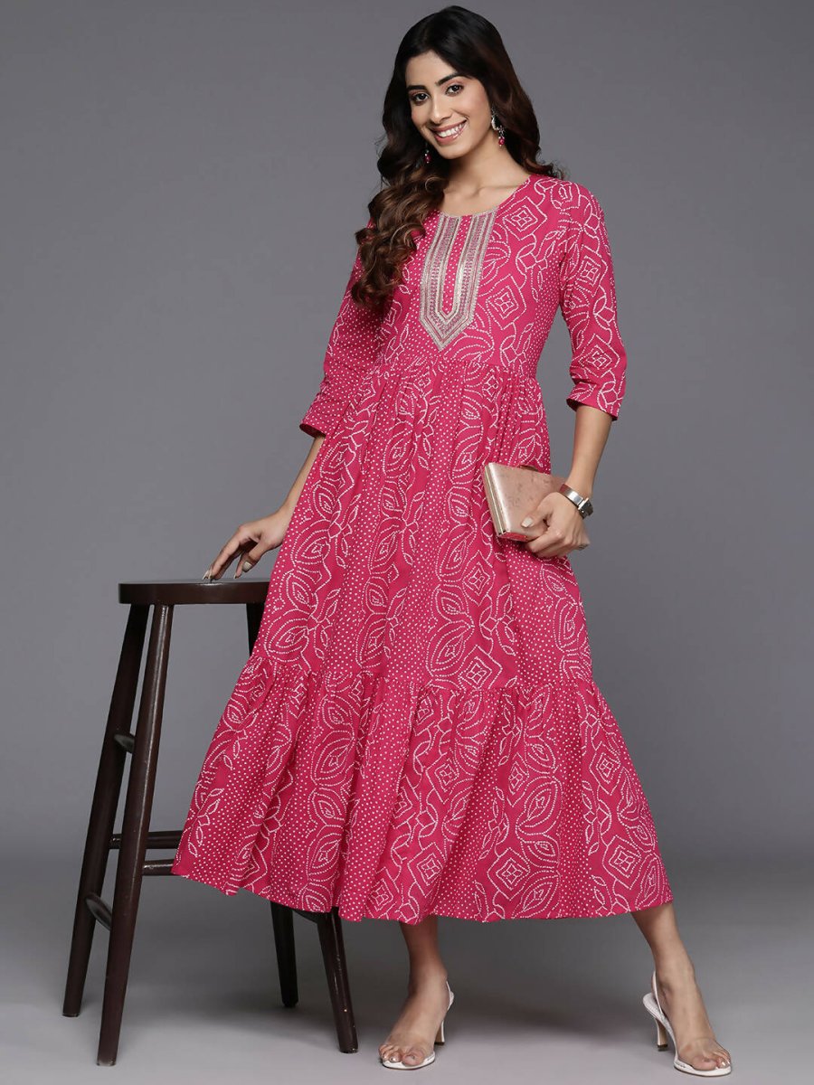 Ahalyaa Women's Traditional wear Dress - Pink | Grocsy