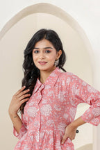 Kaajh Women's Pink Printed Cotton Co-ord Set | Grocsy