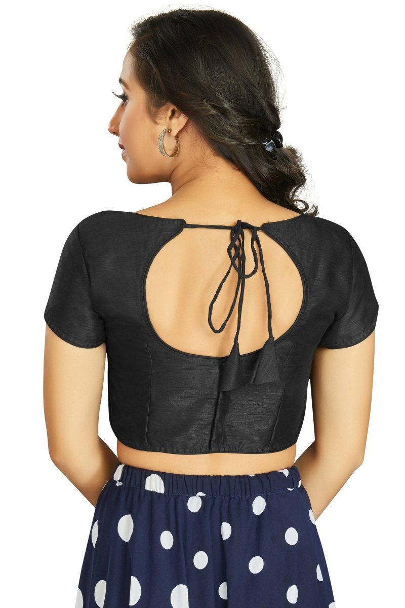 Aastha Fashion Women's Black Art Silk Designer Festive Wear Readymade Blouse | Grocsy
